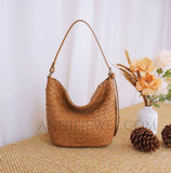 Brown Woven Leather Bag Genuine Leather Woven Bag Leather Woven Shoulder Bag Womens - Annie Jewel