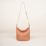 red Woven Leather Bucket Bag Shoulder Bag Genuine Leather Woven Bag Womens
