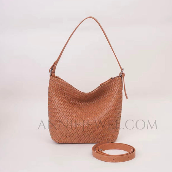 Brown Woven Leather Bag Genuine Leather Woven Bag Leather Woven Shoulder Bag Womens