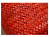 red Woven Leather Bucket Bag Shoulder Bag Genuine Leather Woven Bag Womens