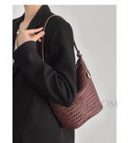Brown Woven Leather Bag Genuine Leather Woven Bag Leather Woven Shoulder Bag Womens - Annie Jewel