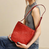 red Woven Leather Bag Leather Woven Hobo Bag Woven Leather Bags Womens