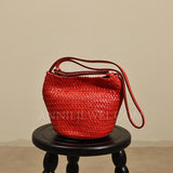tan Woven Leather Bag woven leather bucket bag​ Woven Leather Bags Womens
