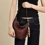 Woven Leather Hobo Bag Genuine Leather Woven Hobo Bag Leather For Women woven leather bucket bag​