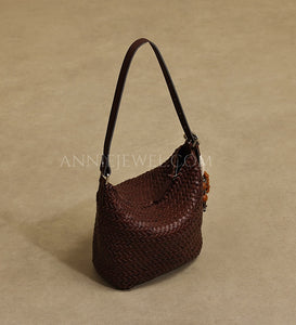 Woven Leather Hobo Bag Genuine Leather Woven Hobo Bag Leather For Women woven leather bucket bag​