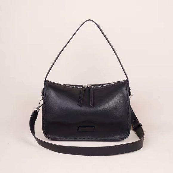 Women's Black Leather Hobo Purse With Zipper Black Leather Hobo Shoulder Bag - Annie Jewel