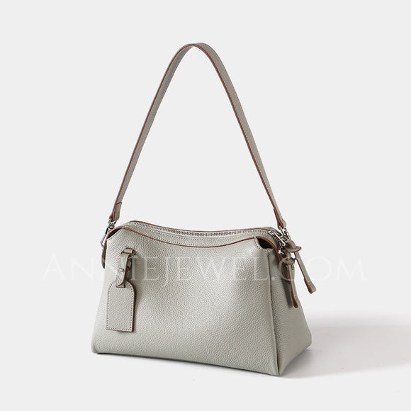 gray Small Leather Hobo Bags For Women Leather Hobo Bag With Zipper 