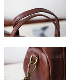 Mini Satchel Handbag Genuine Leather Barrel Bag Crossbody Purse - Annie Jewel