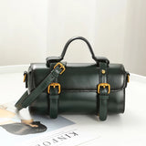 Genuine Leather Mini Barrel Bag For Women