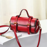 Red Mini Barrel Bag For Women