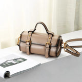 Leather Mini Barrel Bag For Women