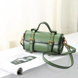 Mint Green Genuine Leather Mini Barrel Bag For Women