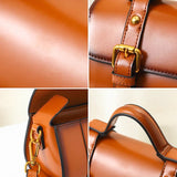 Genuine Leather Mini Barrel Satchel Bag Small Satchel Bags For Women