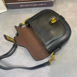 Women's Small Leather Crossbody Saddle Bag black Leather Saddle Bag Purse
