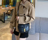 Women's Small Leather Crossbody Saddle Bag Genuine Leather Saddle Bag Purse