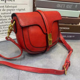 Women's Small Leather Crossbody Saddle Bag Genuine Leather Saddle Bag Purse