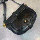 Women's Small Leather Crossbody Saddle Bag black Genuine Leather Saddle Bag Purse