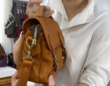 close-up of Genuine Leather Satchel bag Small Leather Crossbody Bag For Ladies