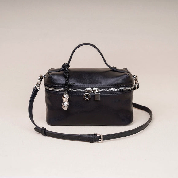 Ladies Small Black Leather Crossbody Purse Black Phone Crossbody Bag Womens - Annie Jewel