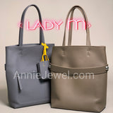 Women's Pebbled Leather Shopper Tote Minimalist Pebbled Leather Tote DR