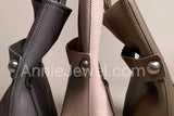 detial of Taupe Pebbled Leather Vertical Tote Bag