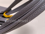detial of Taupe Pebbled Leather Vertical Tote Bag