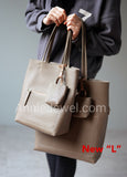Women's Pebbled Leather Shopper Tote Minimalist Pebbled Leather Tote DR