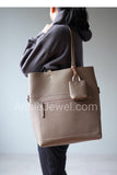 Women's Pebbled Leather Shopper Tote Minimalist Pebbled Leather Tote DR