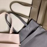 Women's Pebbled Leather Shopper Tote Minimalist Pebbled Leather Tote DR