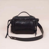 Black Leather Zip Crossbody Bag Zip Top Leather Crossbody Bag Womens - Annie Jewel