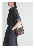 brown Genune Leather Double Zip Bag Double Zip Leather Crossbody Bag Womens - Annie Jewel