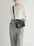 Black Leather Zip Crossbody Bag Zip Top Leather Crossbody Bag Womens - Annie Jewel