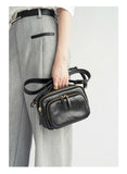Black Leather Zip Crossbody Bag Zip Top Leather Crossbody Bag Womens - Annie Jewel