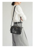 Black Leather Zip Crossbody Bag Zip Top Leather Crossbody Bag Womens - Annie Jewel
