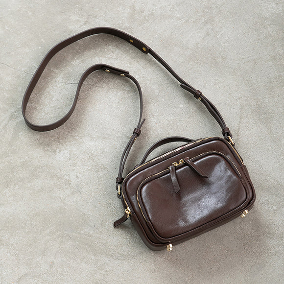 Genune Leather Double Zip Bag Double Zip Leather Crossbody Bag Womens - Annie Jewel