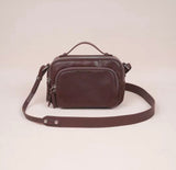 brown Leather Zip Crossbody Bag Zip Top Leather Crossbody Bag Womens - Annie Jewel