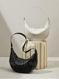 Silver Half Moon Leather Bag Leather Half Moon Bag Half Moon Shoulder Bag Womens