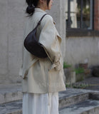 Leather Half Moon Shoulder Bag Half Moon Hobo Bag Half Moon Crossbody Bag Ladies - Annie Jewel