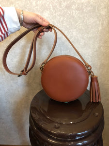 Handstitched Genuine Leather Bag Round - Annie Jewel