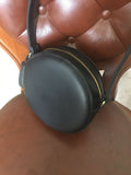 Handstitched Genuine black round purse - Annie Jewel