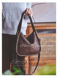 brown Woven Leather Shoulder Bag Handwoven Leather Hobo Bag Intrecciato Style Bag - Annie Jewel