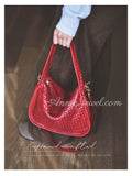 Red Woven Leather Shoulder Bag Handwoven Leather Hobo Bag Red Intrecciato Style Bag - Annie Jewel