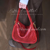 Soft Woven Leather Underarm Bag Vintage Style Woven Leather Handbag Womens - Annie Jewel