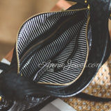 inner of Soft Woven Leather Underarm Bag Vintage Style Woven Leather Handbag Womens - Annie Jewel