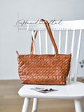 Handwoven Leather Tote Bag Woven tan Leather Tote Bag Braided Leather Tote Bag Womens