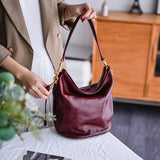 Women's Hobo Bucket Bag burgundy hobo bag