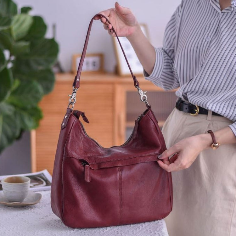 Women's Hobo Leather Tote Bag Black Slouchy Purse Hobo Bag With Zipper