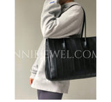 black Premium Italian Leather Handbag Tote Italian Leather Tote Bag Women For Work