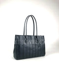 Minimalist Italian Leather Tote Black Vertical Panel Leather Tote Bag Womens