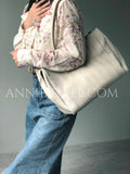 Minimalist Italian Leather Tote Black Vertical Panel Leather Tote Bag Womens